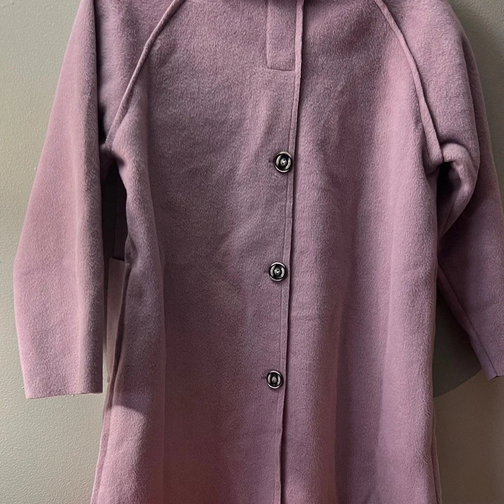 Annie & Charles Dusty Mauve Wool-Blend Button Coat